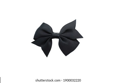 Black Hair Bow Isolated On White.