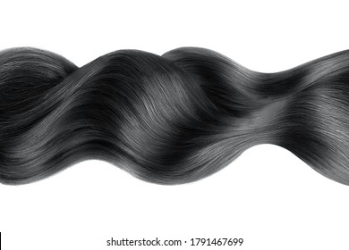 Black Hair In Line Shape On White Background, Isolated