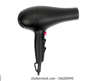 Black Hairdryer Isolated On White Background