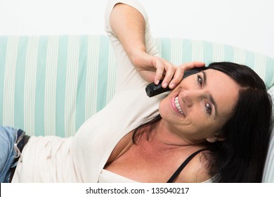 Black Haired Woman Talking On Phone