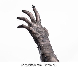 black hand of death, the walking dead, zombie theme, halloween theme, zombie hands, white background, isolated, hand of death, mummy hands, the hands of the devil, black nails, hands monster