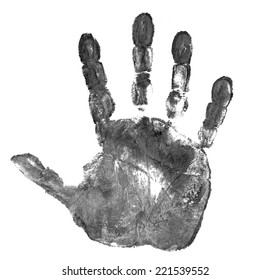 Black Hand Print Isolated On White Background