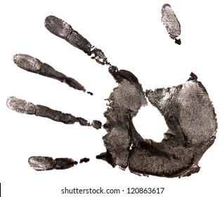 Black Hand Print On A White