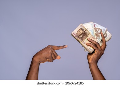 Black Hands Only Holding Cash And Pointing To It