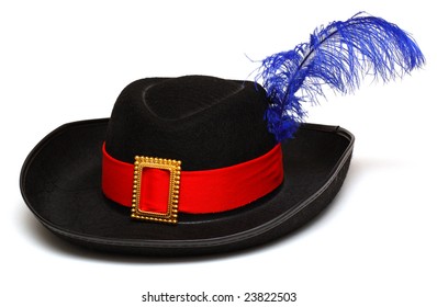 Black Hat With Feather And Ribbon