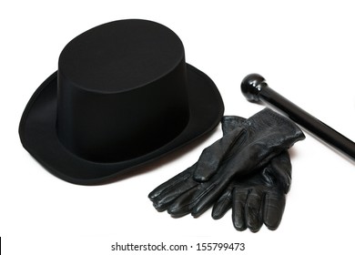 Black hat, gloves and cane