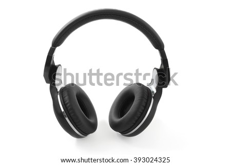 The black headphones Isolated on white, clipping path 