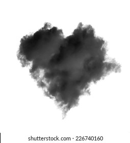 Black Heart Shaped Clouds On White Background