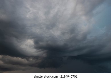 Black, heavy, undulating storm clouds. They are awe-inspiring, foreshadowing the arrival of sudden rains and life-threatening winds. - Shutterstock ID 2194940701