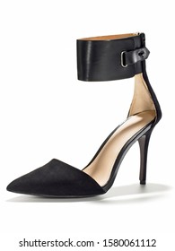 Black Heel With Ankle Cuff On White Background