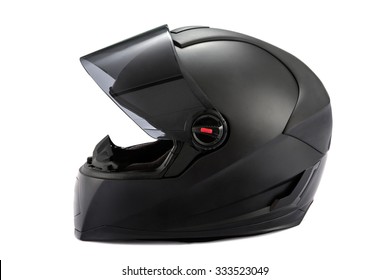 Schwarzer Helm einzeln auf weißem Hintergrund