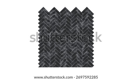 Black herringbone tile pattern, dark marble texture background 