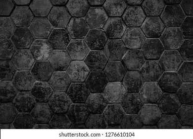 Black Hexagon Tiles Background