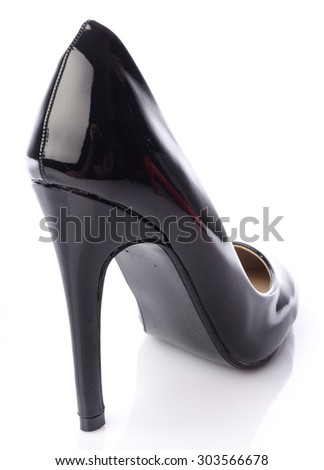 Black high heel shoe, isolated on white