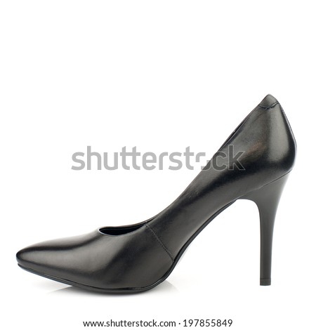 Black high heel women shoe isolated on white background.