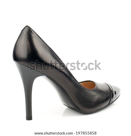 Black high heel women shoe isolated on white background.