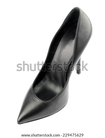 Black high heel women shoe isolated on white background. 
