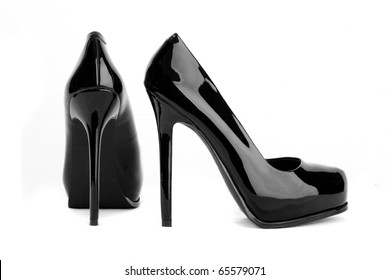 Black High Heel Women Shoes Isolated On White