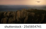 black hills nation forest views from the windows of the black elk peak fire watch tower
