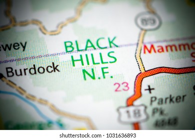 Black Hills NF. South Dakota. USA On A Map.