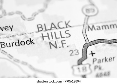 Black Hills NF. South Dakota. USA On A Map.