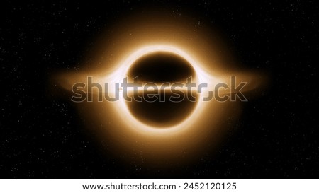 Black hole with accretion disk. Cosmic singularity with powerful gravity, Dead Star. Black Hole Event Horizon.
