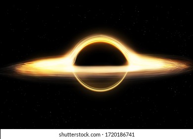 black hole and a disk of glowing plasma. Supermassive singularity in outer space, end of the evolution of supermassive stars, or core of a galaxy - Shutterstock ID 1720186741