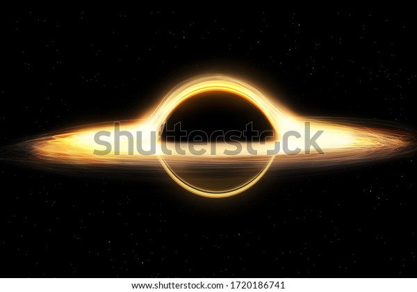 black hole and a disk of glowing plasma.\
Supermassive singularity in outer space, end of the evolution of\
supermassive stars, or core of a\
galaxy