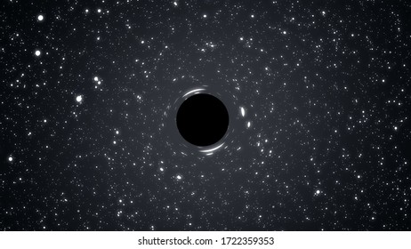 Black hole flying through the stars. Deep space. Stars