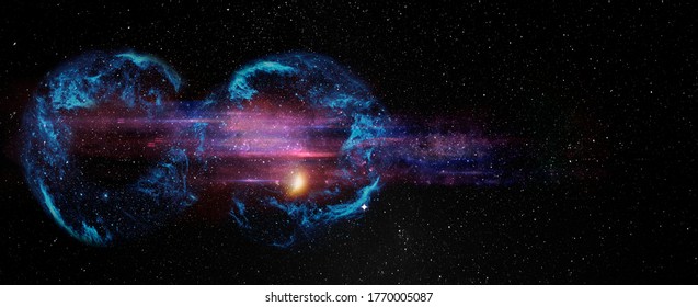  Black hole over star field in outer space, abstract space wallpaper with form of infinity symbol and sparks of light with copy space. Elements of this image furnished by NASA.