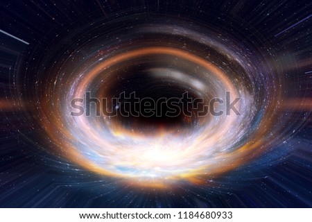 black hole or wormhole in galaxy space and times across in the universe concept art. Elements of this image furnished by NASA.