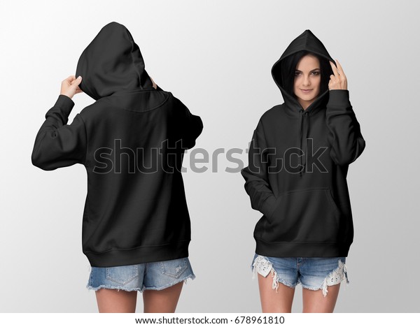 Black Hoodie On Young Woman Shorts Stock Photo (Edit Now) 678961810