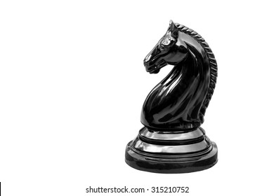 Black horse chess isolated on white background, This have clipping path