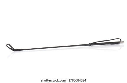 Black Horsewhip In Front Of White Background