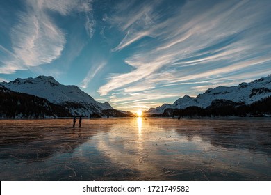 Black Ice At The Silsersee In Engadin