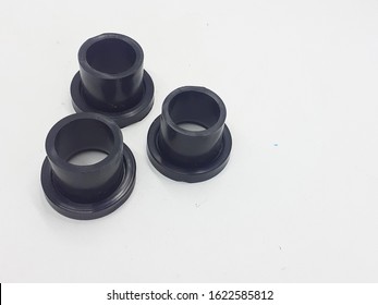 Black Industrial Machinery Flexible Rubber Seal For Liquid Treatment Pipe Device In White Isolated Background