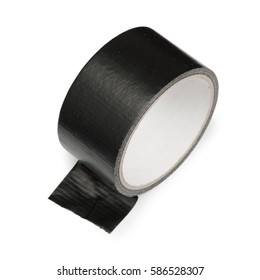 Black Industrial Tape In Roll Isolated On White