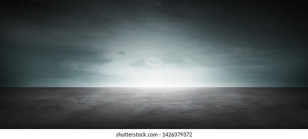 Black Infinite Background Concrete Floor Dark Landscape Blue Sky Horizon - Shutterstock ID 1426379372