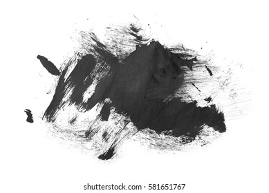 Black ink brush stroke. Isolated on white background