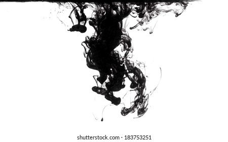 Black Ink Dissolving In Clear Water