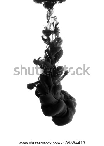 Black ink drop in water isolated on white 