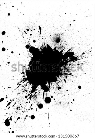 Black ink splash design on white background