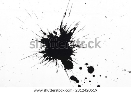 black ink splatter on white background,Paint brush strokes and drops texture.	