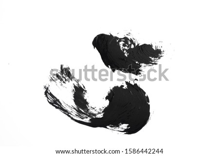 Black ink textures japan abstract on white background.