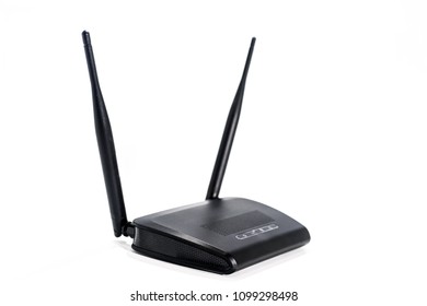 Black Internet Router. Isolated On White Background.
