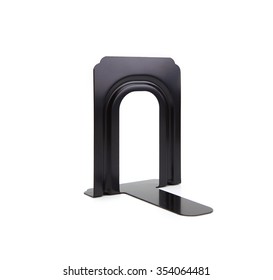 Black Iron Book Stand, Or Book End, Isolated On White.