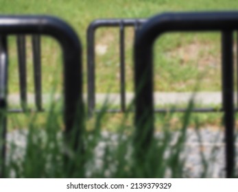 Black Iron Fence Wallpaper Blurred Green Stock Photo 2139379329