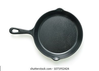 Black iron pan isolated on white background