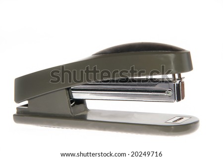 Black isolated stepler over white background