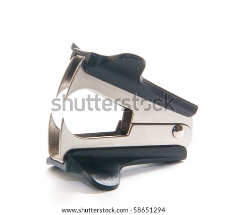 Black isolated stepler over white background